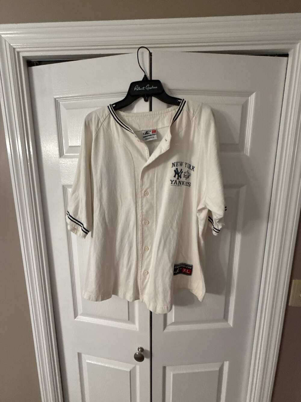 Logo Athletic New York Yankees Vintage Baseball Jersey Button Down White XL 1998